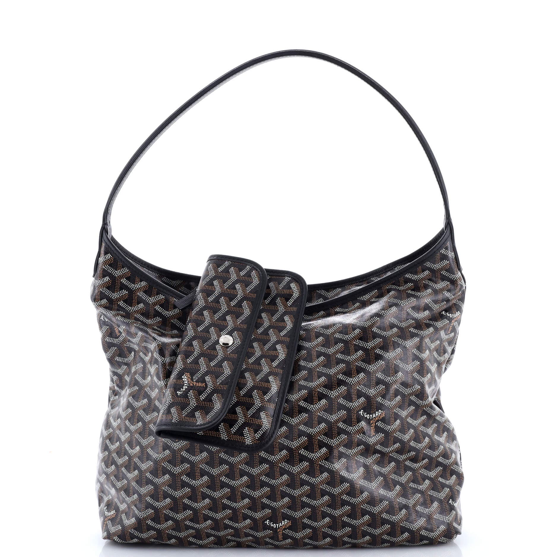 Pre-Owned Goyard Boheme Hobo Printed Coated Canvas, Alternate, color, Black