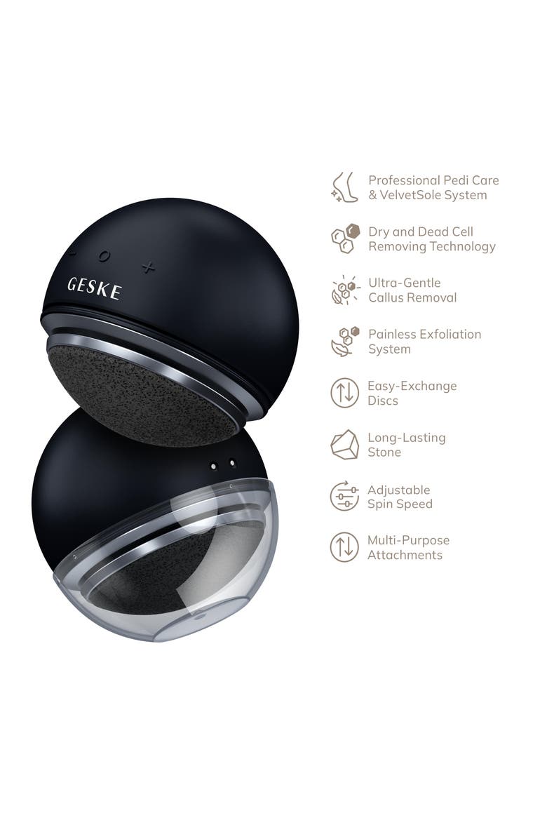 GESKE SmartAppGuided Electric Pumice Foot Smoothing Spinning Sphere | 8 in 1, Alternate, color, Black