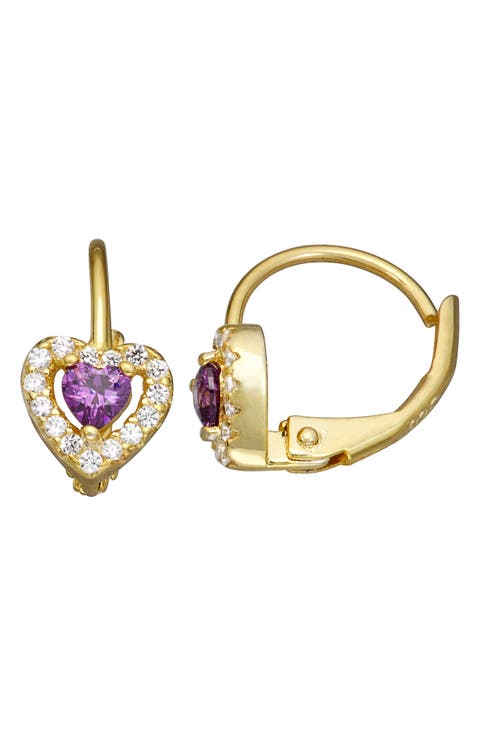 Kids' 14K Gold Plated Sterling Silver Birthstone Lever Back Earrings