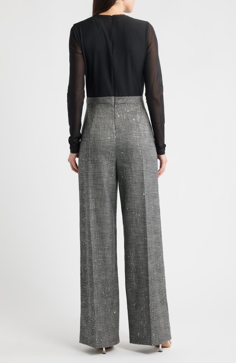 Black Halo Dante Sequin Long Sleeve Wide Leg Jumpsuit, Alternate, color, Metallic Plaid