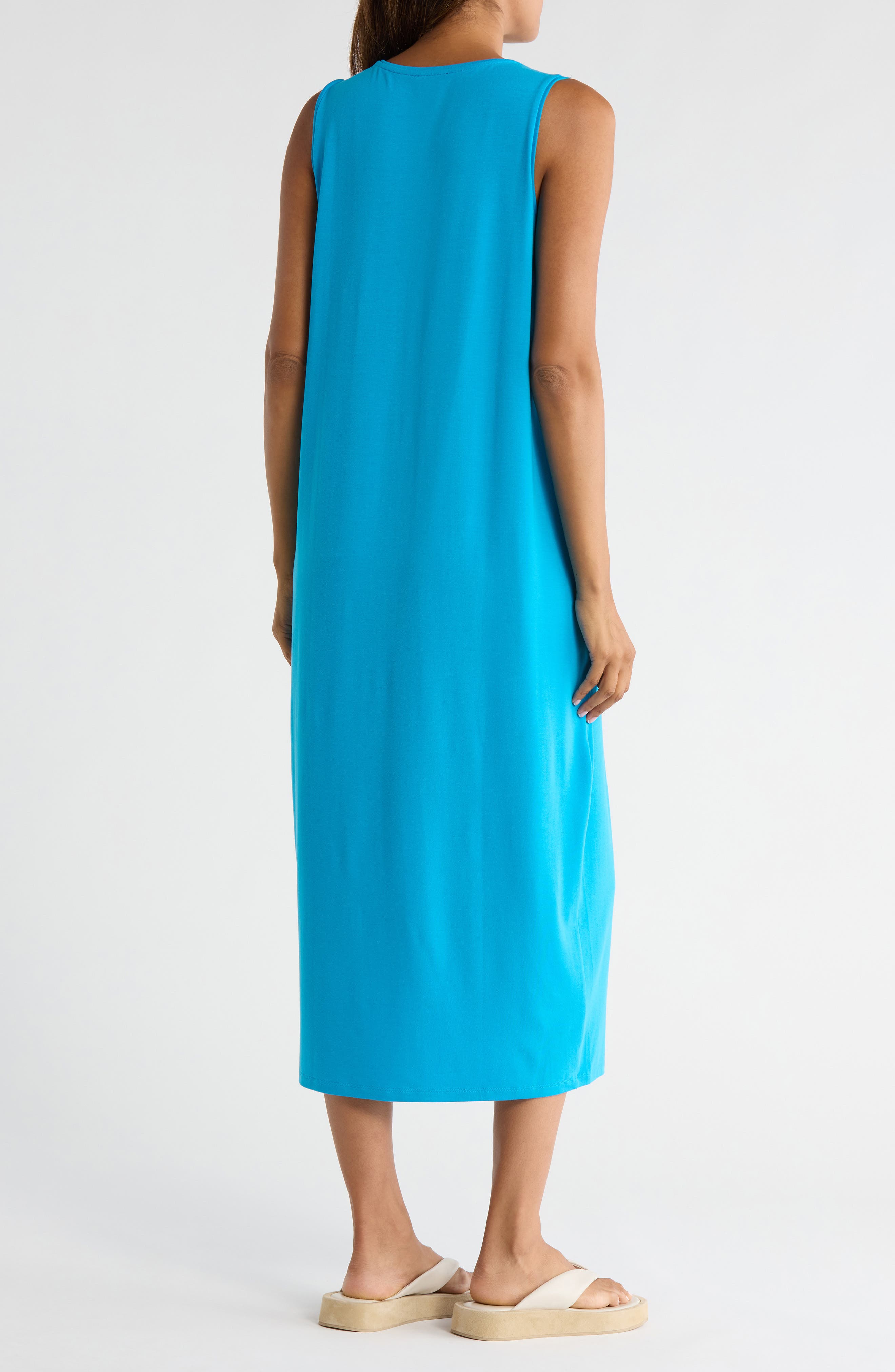 Round Neck Oval Stretch Sleeveless Midi Dress - image 2