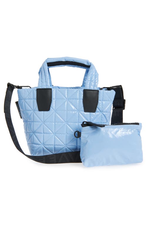 Veecollective Mini Vee Water Repellent Quilted Nylon Tote In Cerulean Vinyl