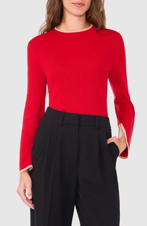 Mock Neck Rib Pullover