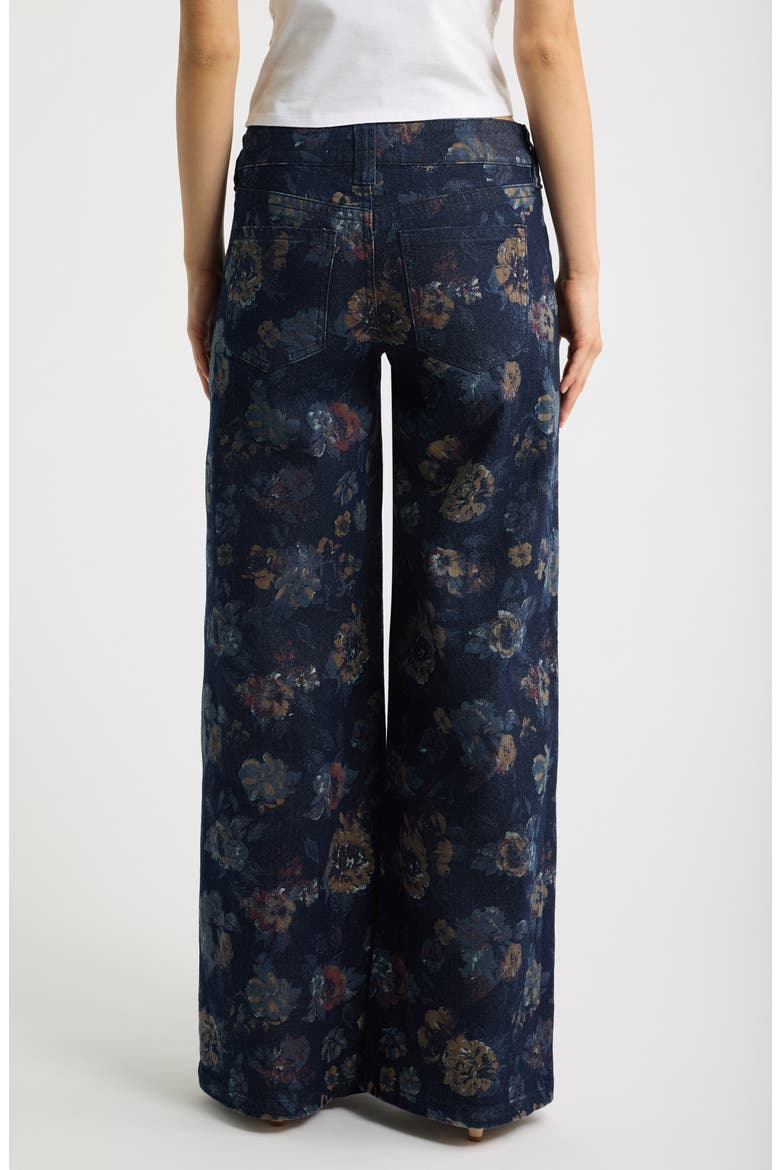 Floral Print Low Rise Wide Leg Jeans, Alternate, color, VINTAGE WASH