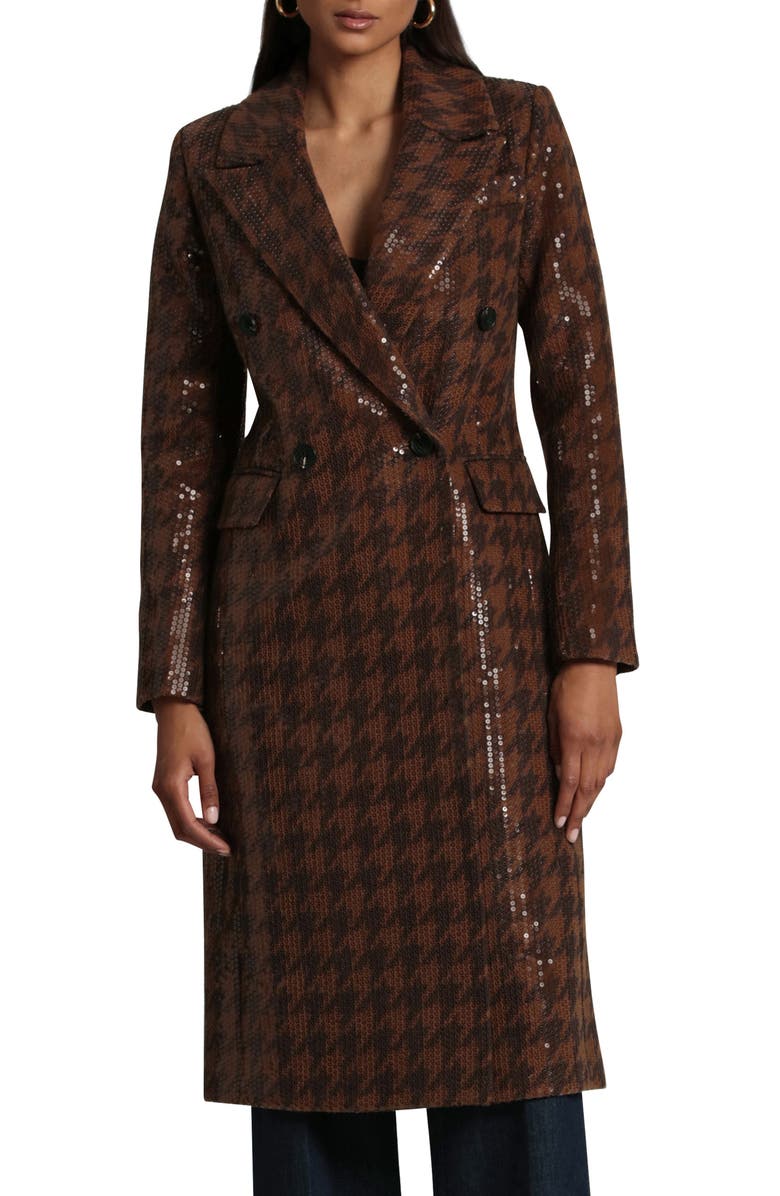 Avec Les Filles Sequin Houndstooth Check Coat, Main, color, 
