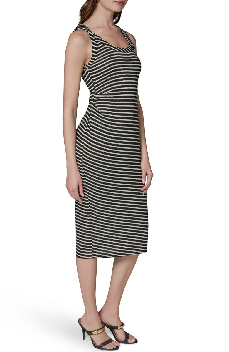 DONNA KARAN WEEKEND Sleeveless Body-Con Midi Dress, Alternate, color, Black Cream