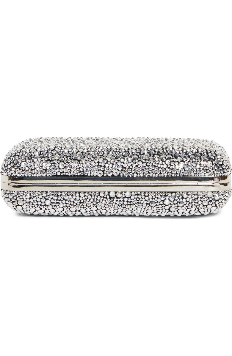 McQueen T-Bar Crystal Box Clutch, Alternate, color, Silver/Black