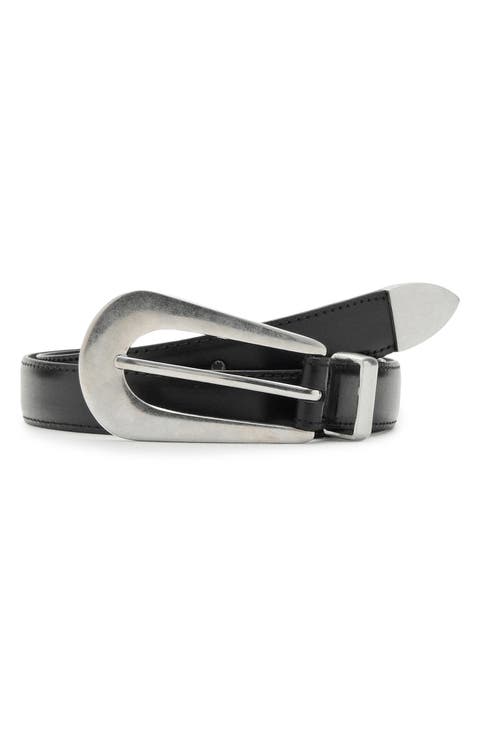x Kaia Gerber Elongated Oval Buckle Leather Belt