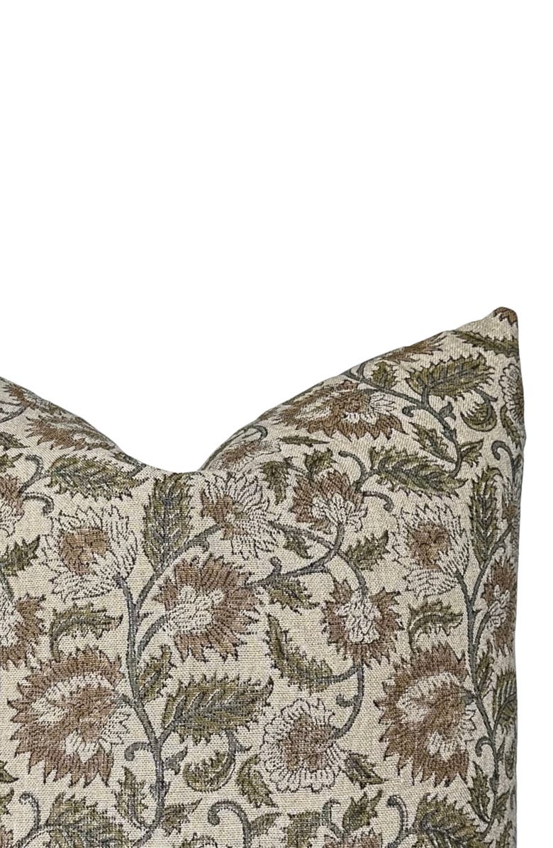 Linen & James Ethel | Natural Tan Sage Floral Handblock Pillow Cover, Alternate, color, Natural Tan