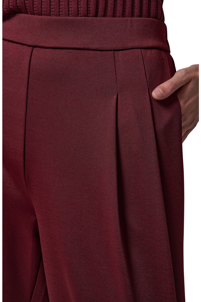 Pleated Straight Leg Pull-On Pants, Alternate, color, BLK CHERRY