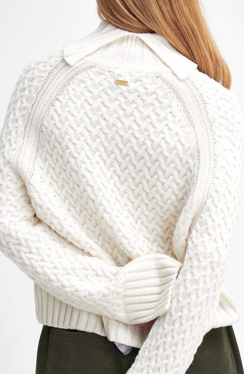 Barbour Malton Basket Texture Turtleneck Sweater, Alternate, color, Ecru Beige