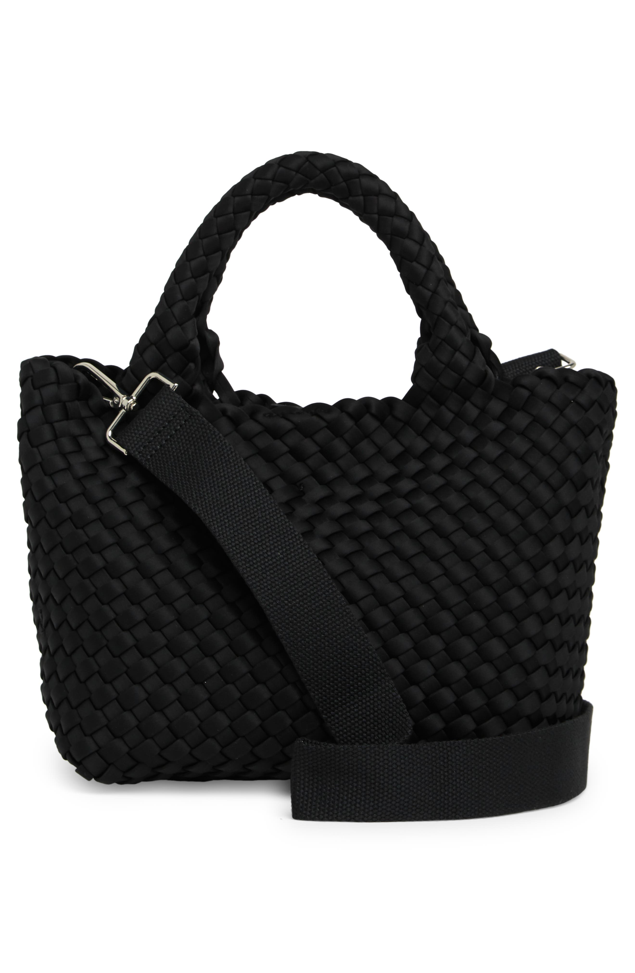 BCBG Small Neoprene Woven Tote Bag, Alternate, color, Black
