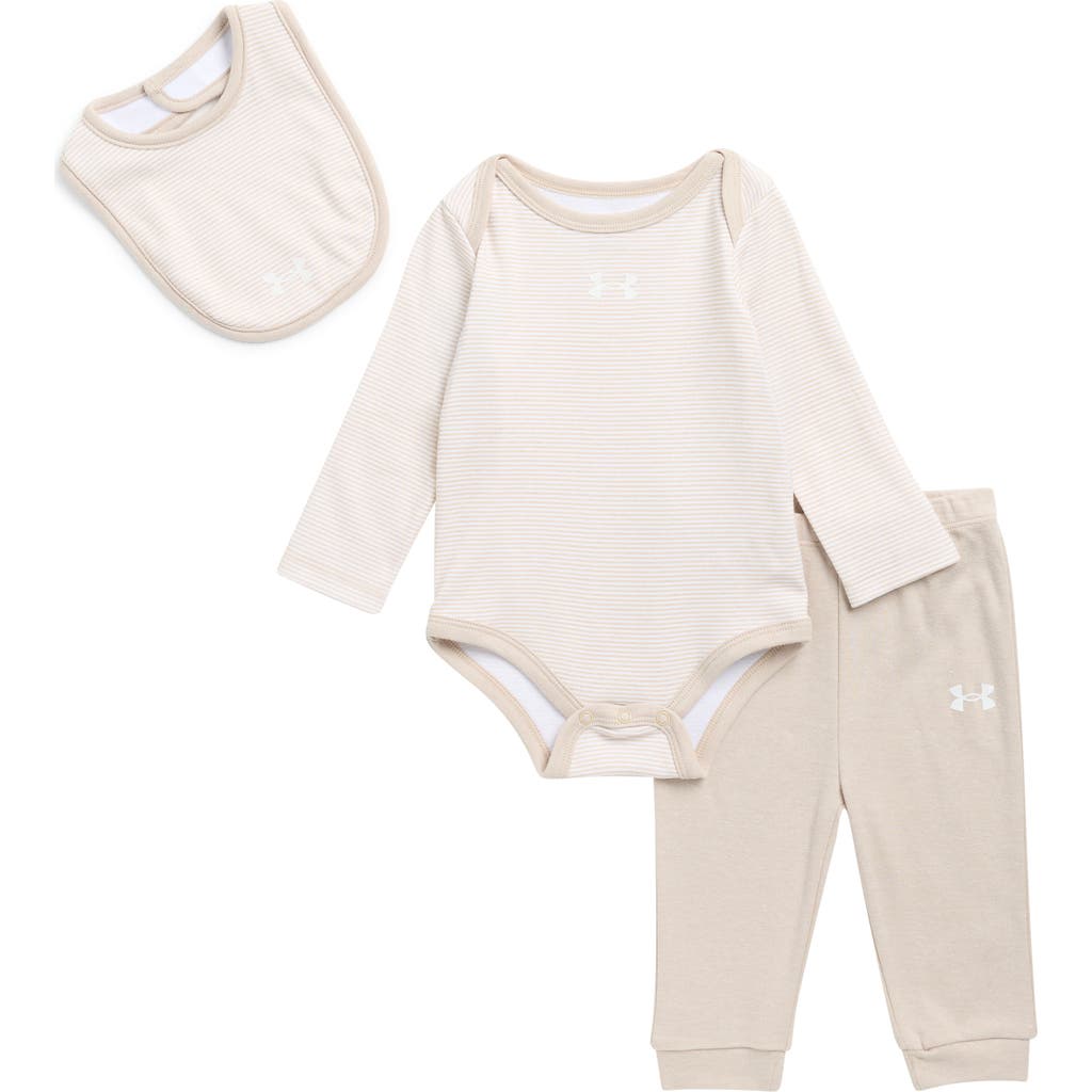 Under Armour Babies' Kids' Bodysuit, Pants & Bib 3-piece Set In Neutral
