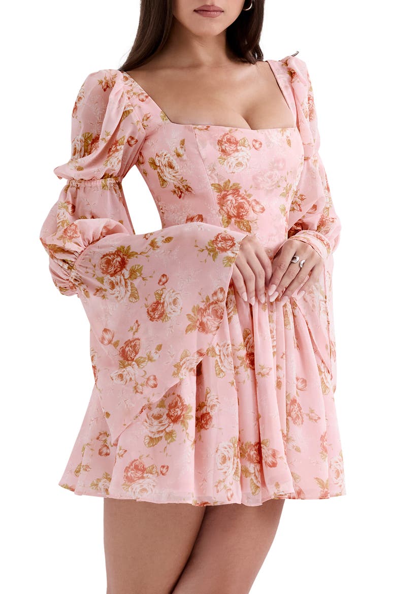 Sancia Floral Print Long Sleeve Minidress, Alternate, color, VINTAGE ROSE PRINT