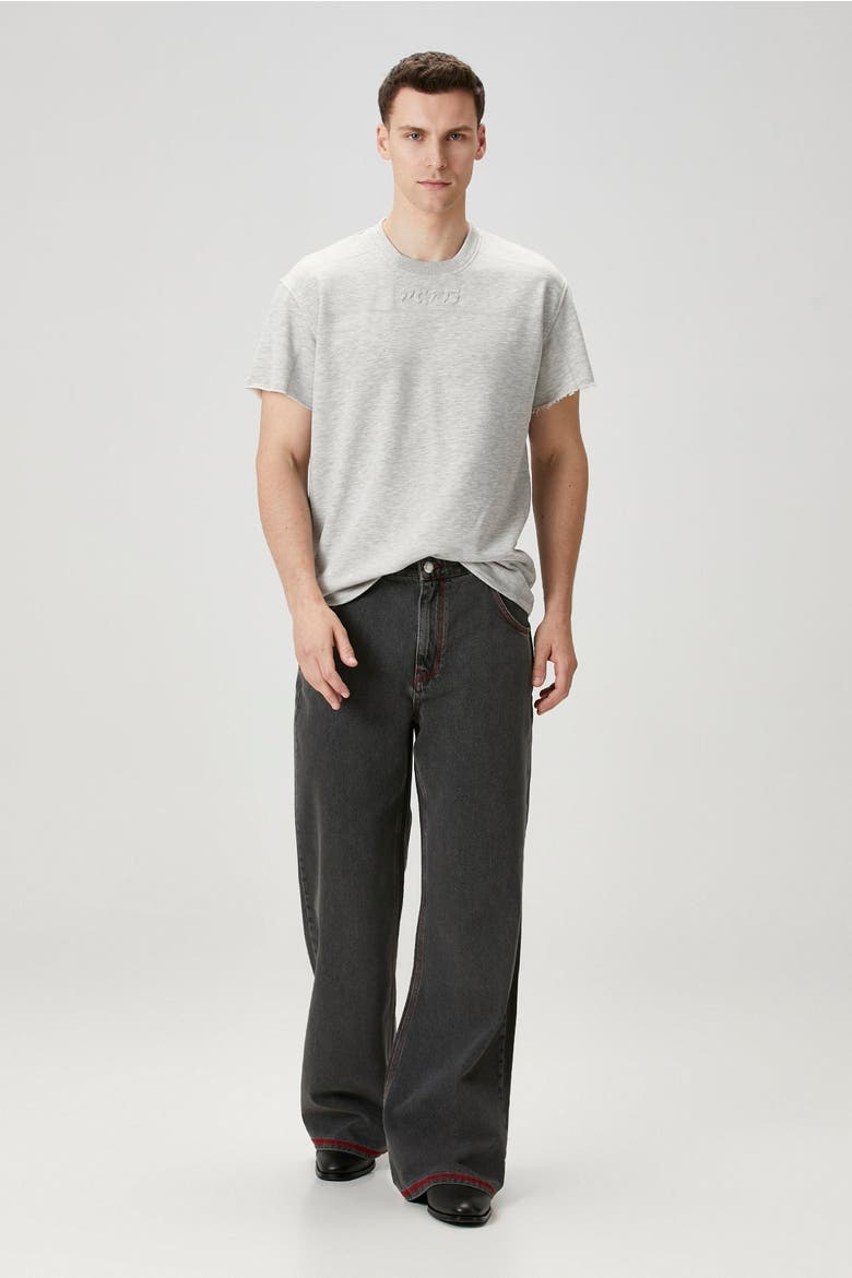 Cotton Tshirt With Emboss Print, Alternate, color, grey