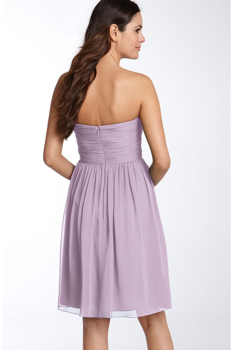 Rosette Trim Strapless Chiffon Dress, Alternate, color, LAVENDER