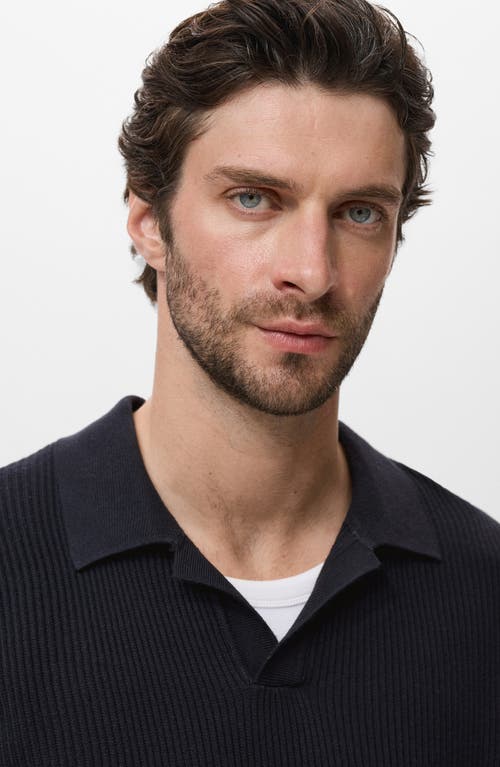 Mango Johnny Collar Rib Polo Sweater In Blue