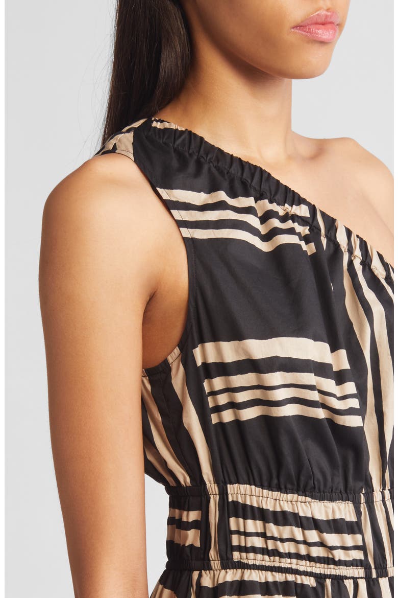 Selani Stripe One-Shoulder Cotton Midi Dress, Alternate, color, ISLAND STRIPE