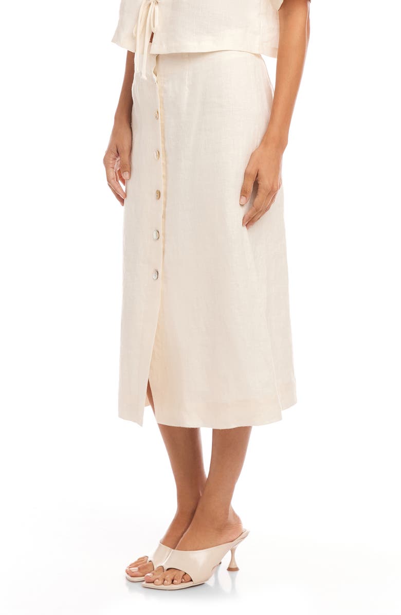 FIFTEEN TWENTY Lori Button Front Linen Midi Skirt, Alternate, color, 