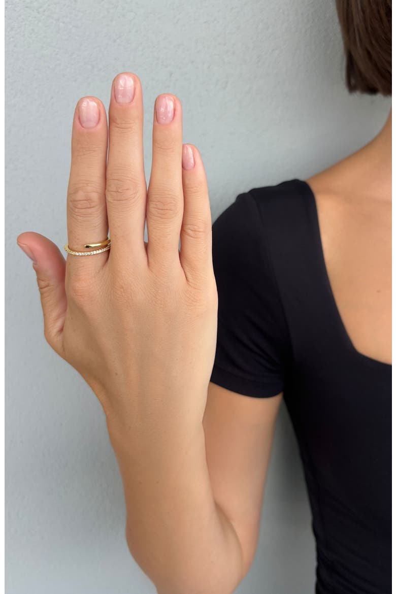 14k Gold Plated Cubic Zirconia Wrap Ring, Alternate, color, GOLD