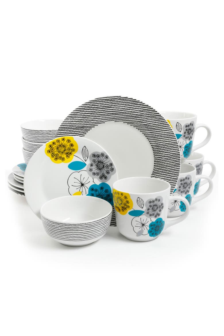 16 Piece Fine Ceramic Dinnerware Set, Main, color, White