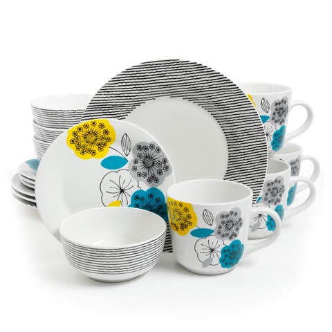 Marigold 16 Piece Fine Ceramic Dinnerware Set, Service for 4