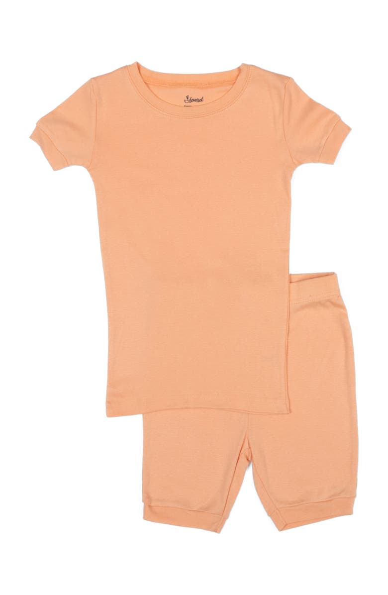 Leveret Kids Short Sleeve Cotton Solid Matching Family Pajamas, Main, color, Peach