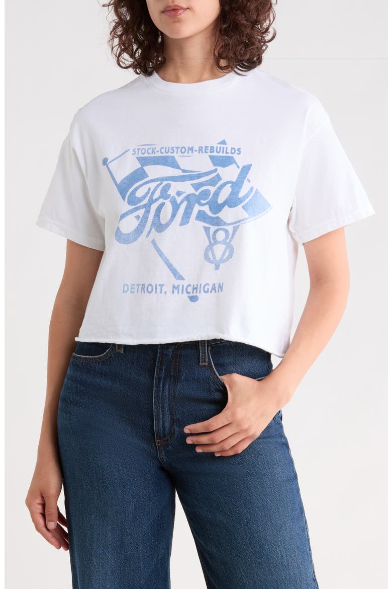 Ford Flag Crop Cotton Graphic T-Shirt, Main, color, WHITE