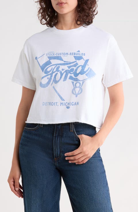 Ford Flag Crop Cotton Graphic T-Shirt