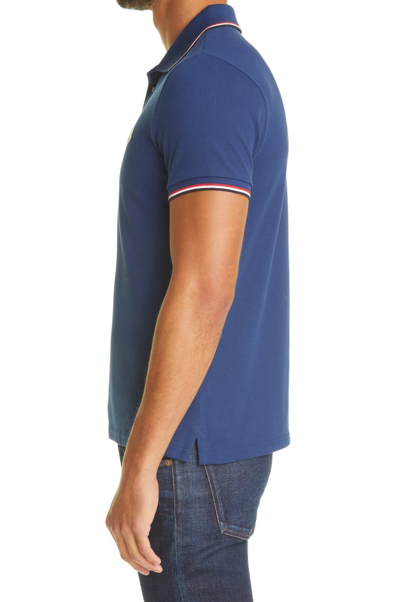 Logo Patch Tipped Cotton Piqué Polo, Alternate, color, BLUE
