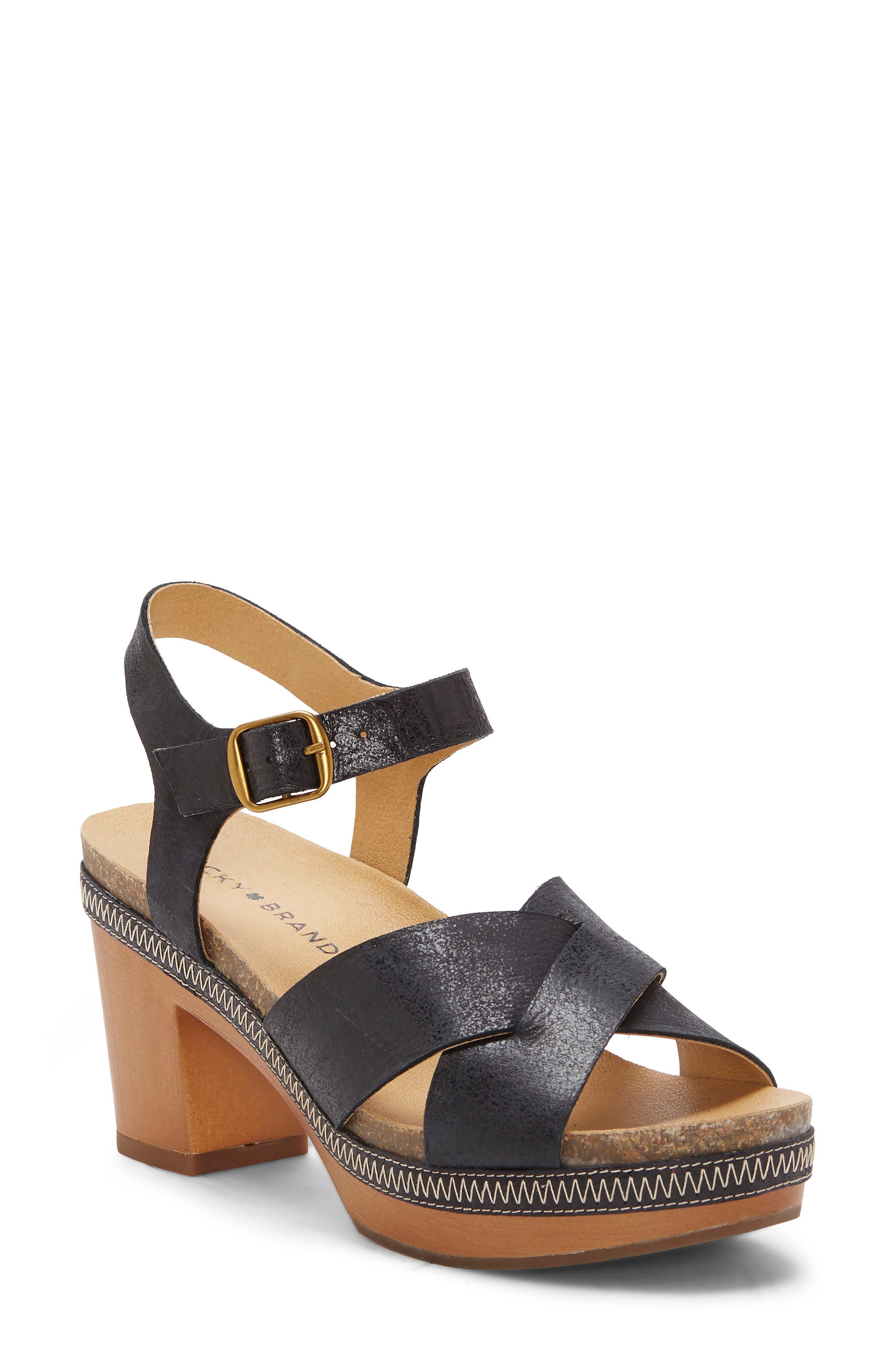Harvia Platform Sandal, Main, color, BLACK LEATHER