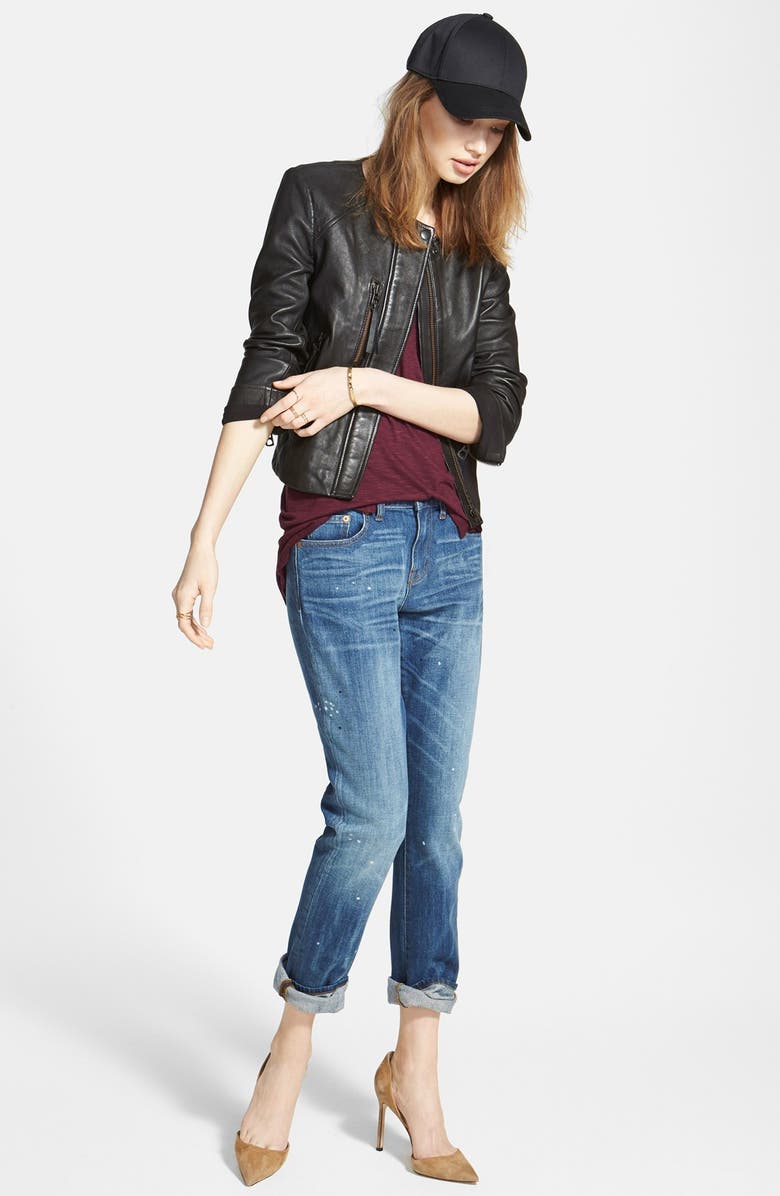 Madewell 'Metropolis' Collarless Leather Jacket, Alternate, color, 