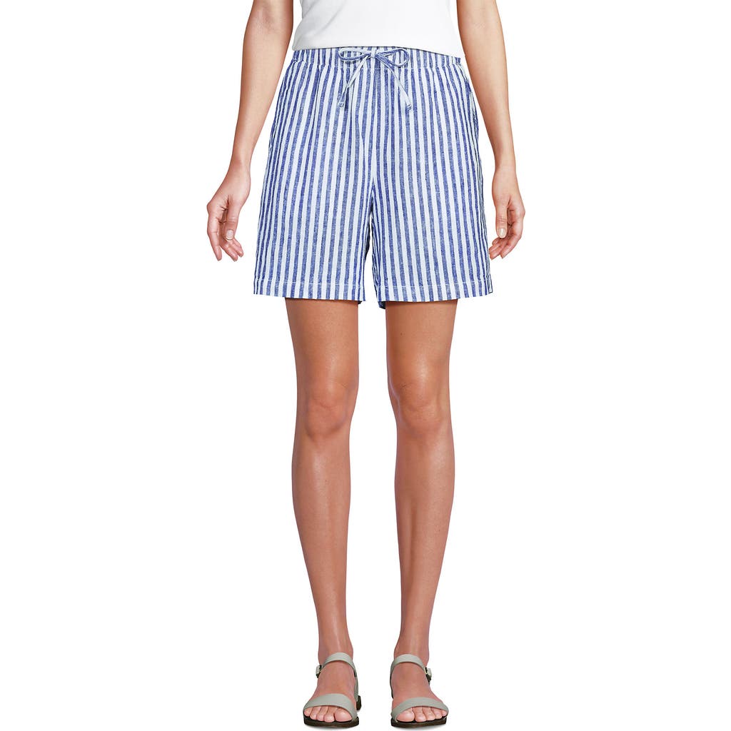 LANDS' END LANDS' END LINEN HIGH RISE PULL ON 7" SHORTS