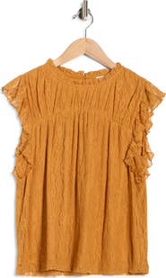 DR2 by Daniel Rainn Flutter Sleeve Lace Top