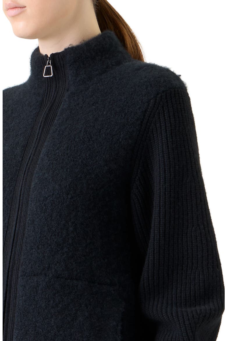 Cashmere Bouclé Sweater Jacket, Alternate, color, BLACK