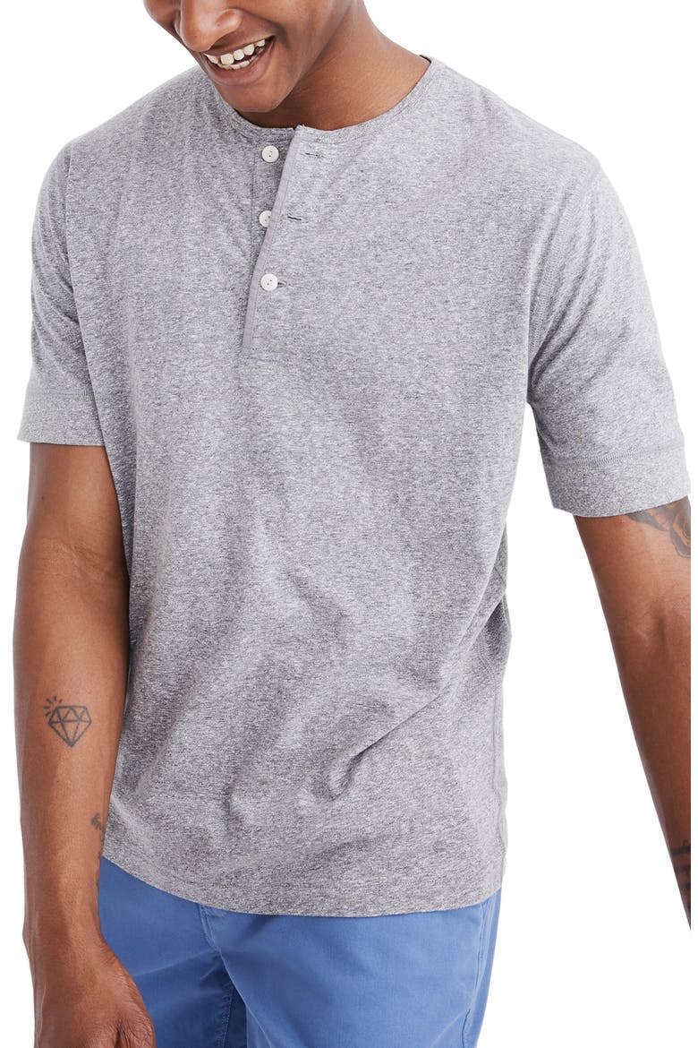 Heathered Henley T-Shirt, Main, color, HEATHER GREY MIX