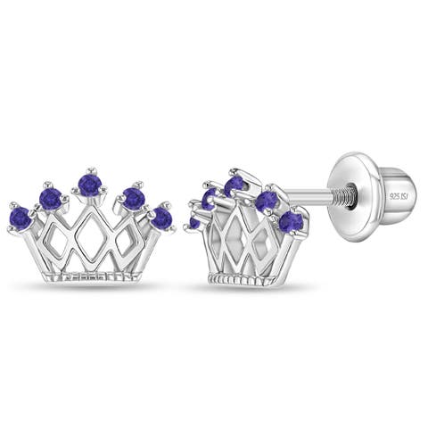 5 Point Cubic Zirconia Crown Earrings