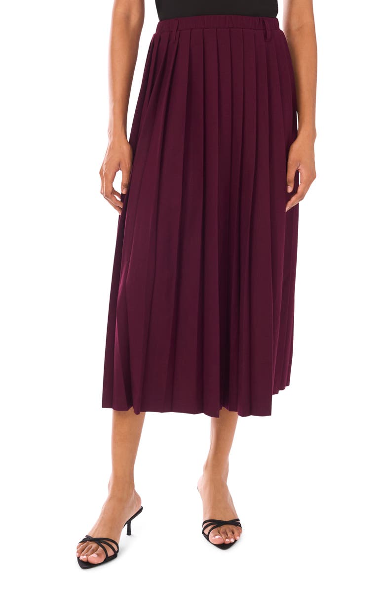 Ted Baker Pleated Midi Skirt, Main, color, Wine