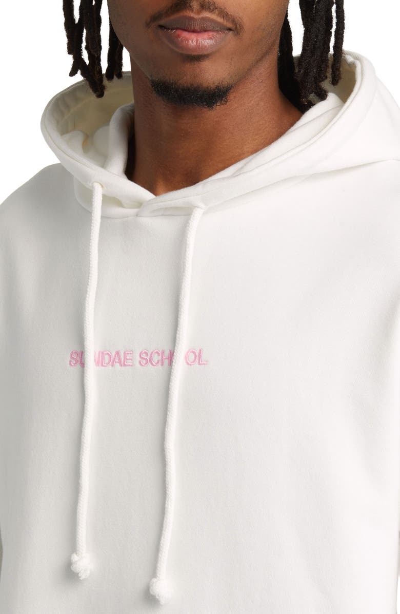 SUNDAE SCHOOL White Strawberry Logo Cotton Graphic Hoodie, Alternate, color, 