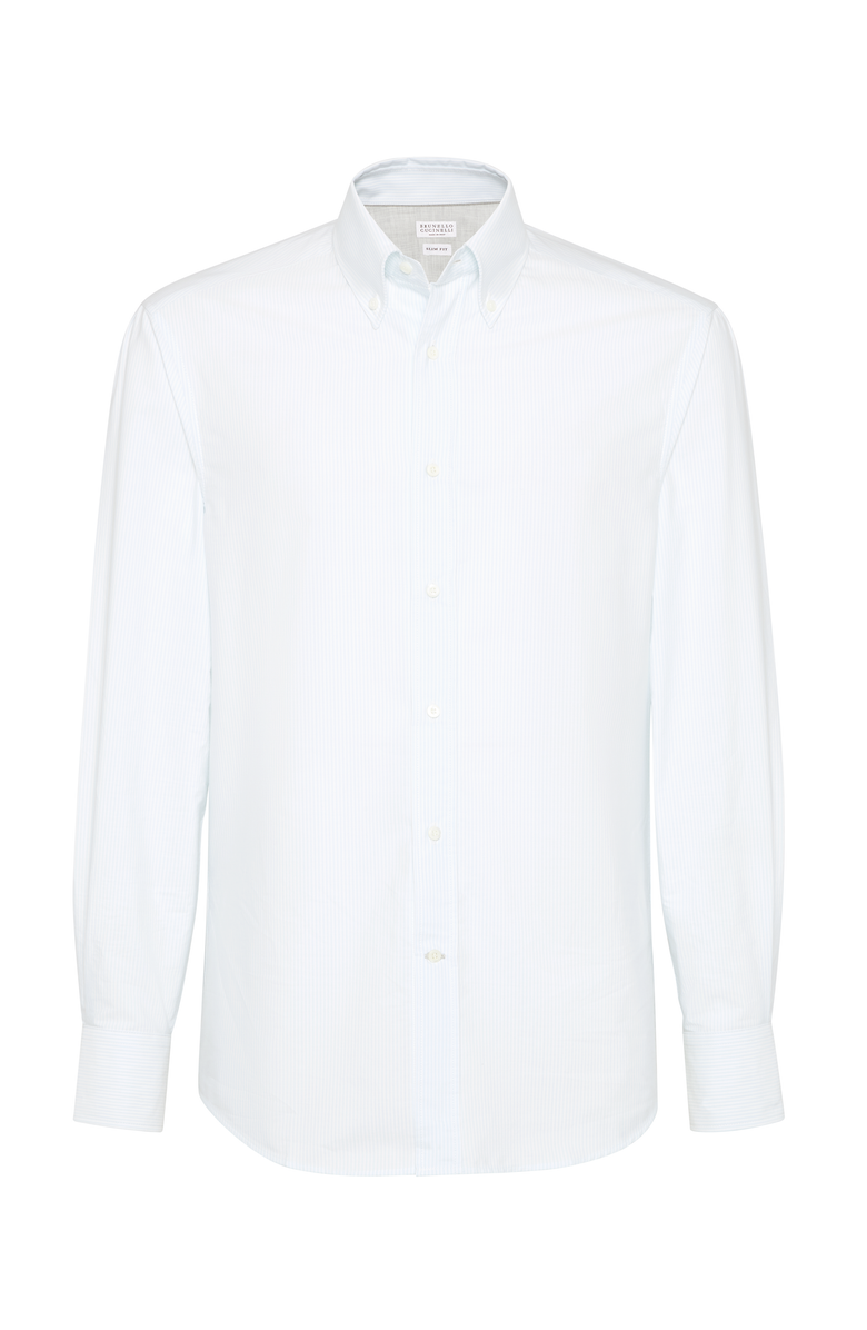 Brunello Cucinelli Striped poplin shirt, Main, color, 