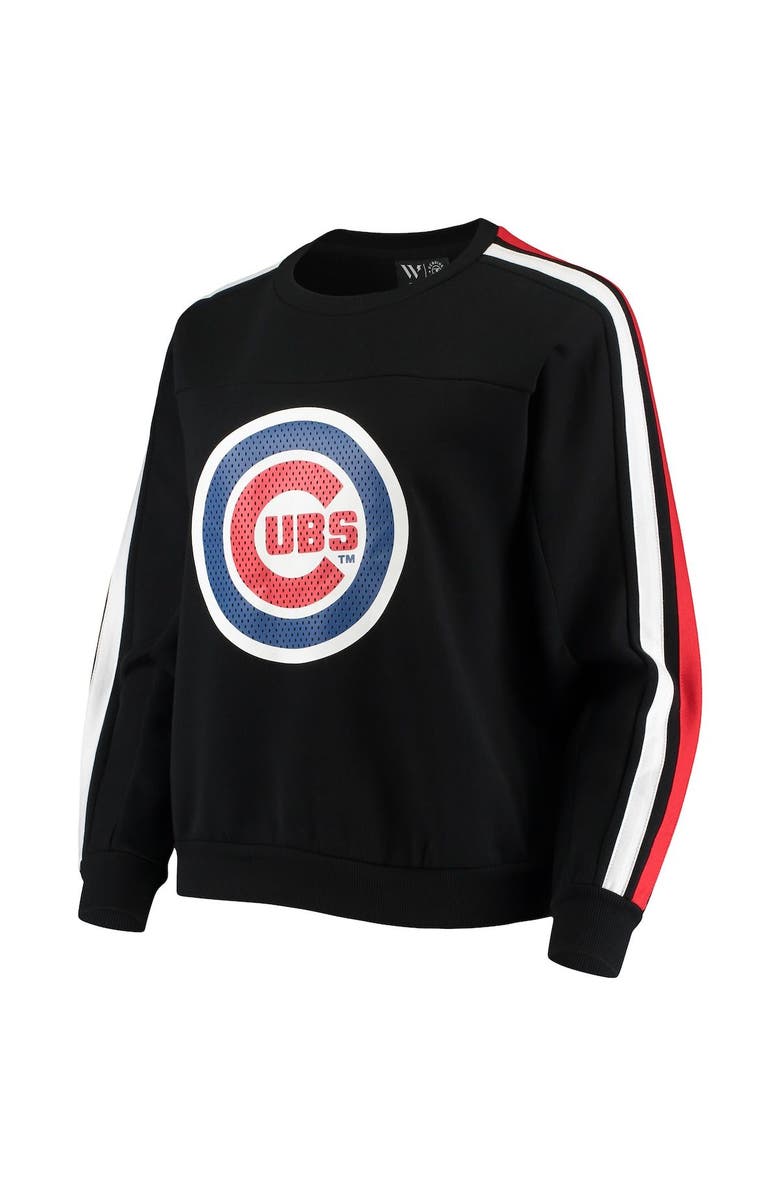 THE WILD COLLECTIVE Women's The Wild Collective Black Chicago Cubs Perforated Logo Pullover Sweatshirt, Alternate, color, Black