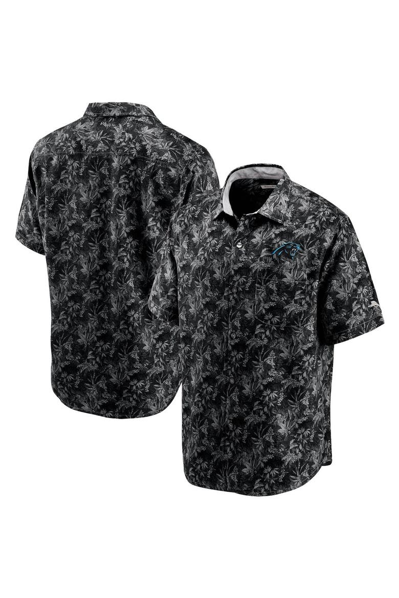 Men's Tommy Bahama Black Carolina Panthers Sport Jungle Shade Camp Button-Down Shirt, Main, color, Black