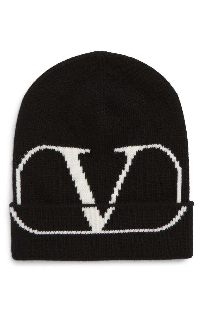 Valentino Garavani Valentino V-Logo Wool & Cashmere Knit Cap, Main, color, 