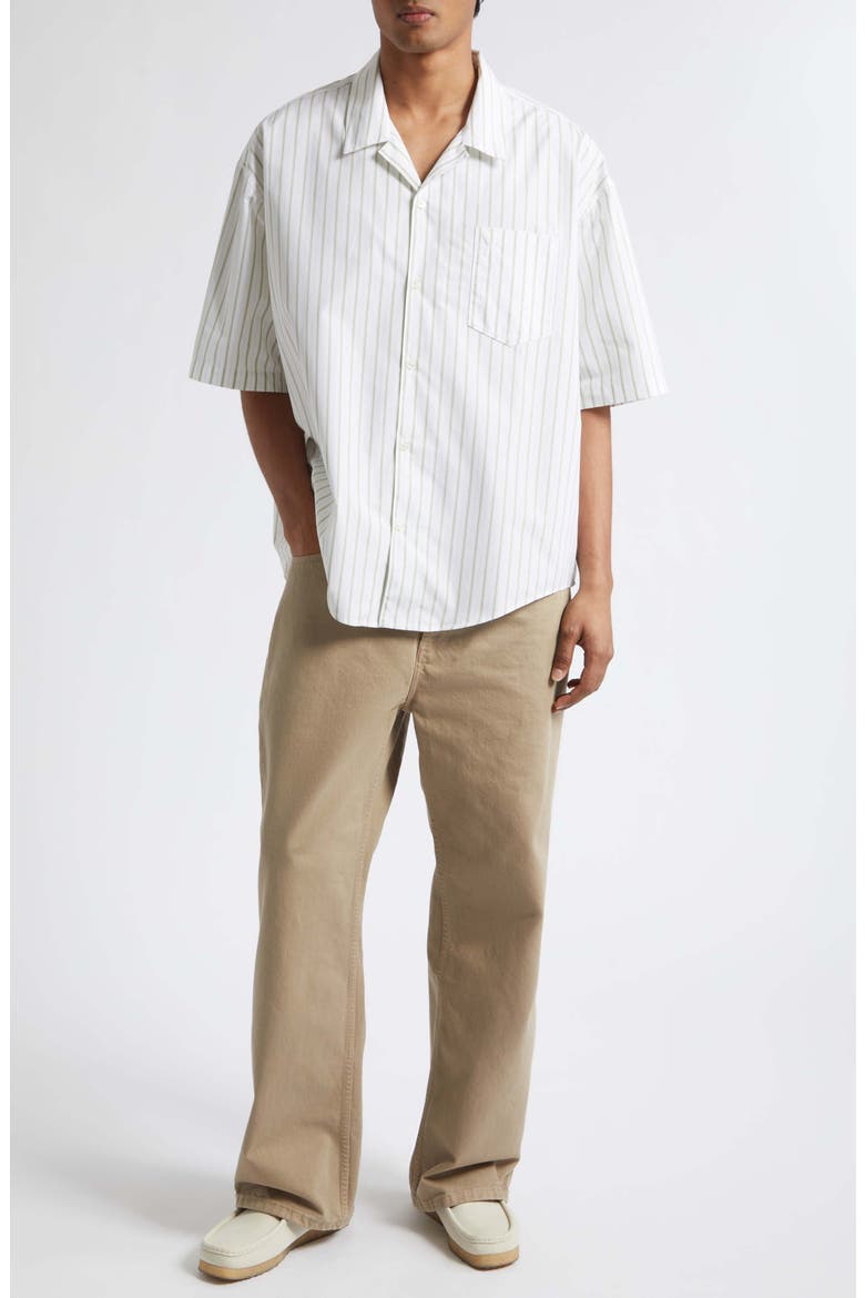 Ami de Coeur Stripe Boxy Camp Shirt, Alternate, color, BLANC/ MATCHA