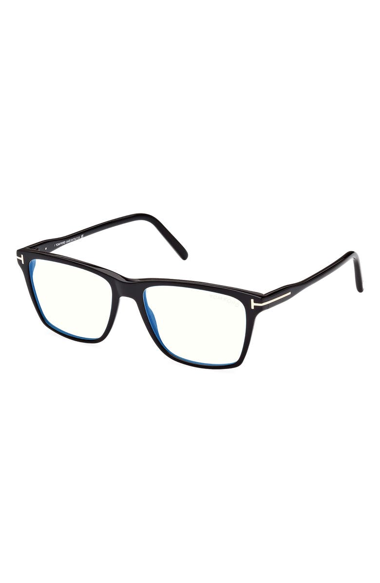 TOM FORD 56mm Square Blue Light Blocking Glasses, Alternate, color,