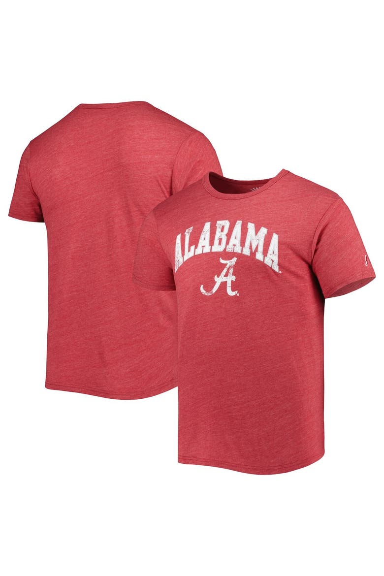 Men's League Collegiate Wear Heather Crimson Alabama Crimson Tide 1965 Arch Victory Falls Tri-Blend T-Shirt, Main, color, Crimson