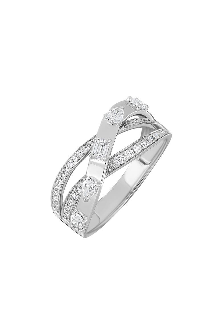 Maya 18k Gold Diamond Crisscross Ring, Main, color, 18KW