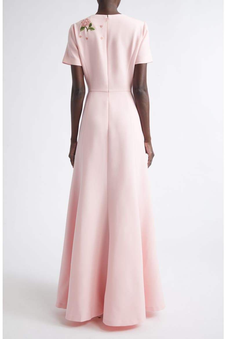 Floral Embroidered Crepe Gown, Alternate, color, ROSEWATER