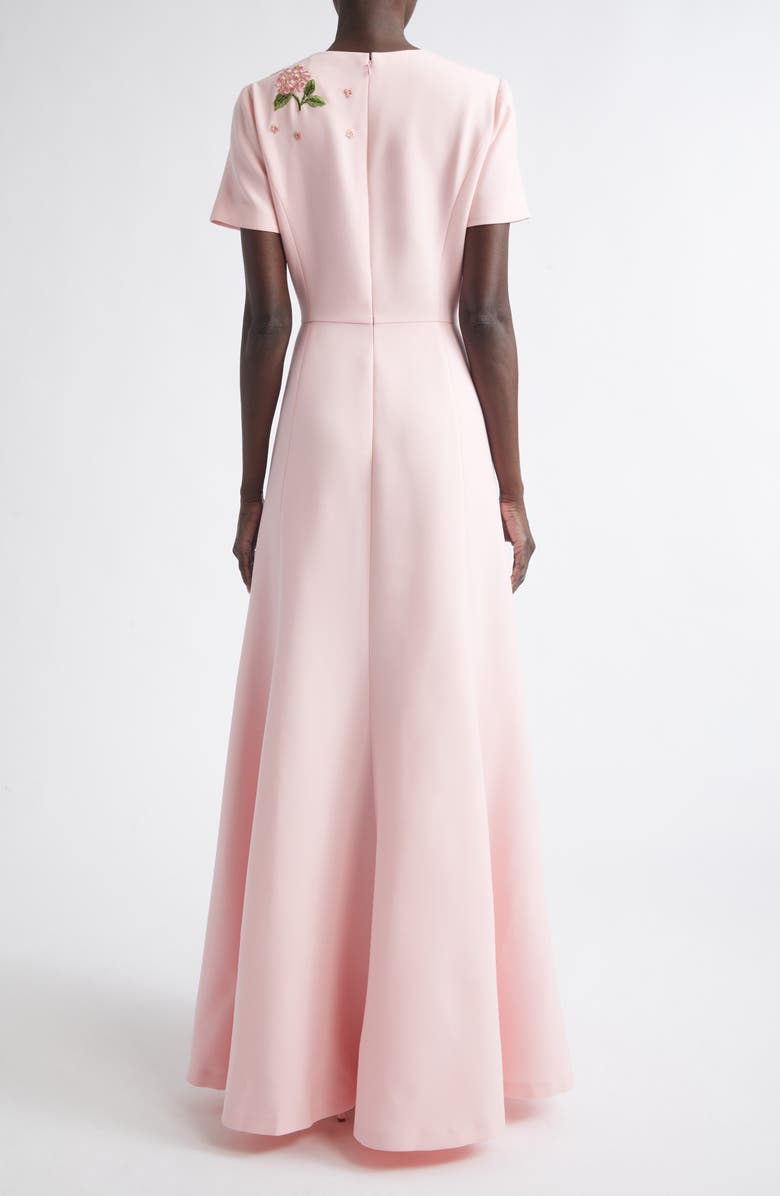 Carolina Herrera Floral Embroidered Crepe Gown, Alternate, color, Rosewater