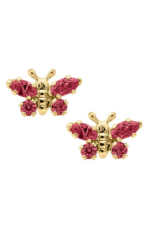 Butterfly Birthstone Gold Earrings (Baby)